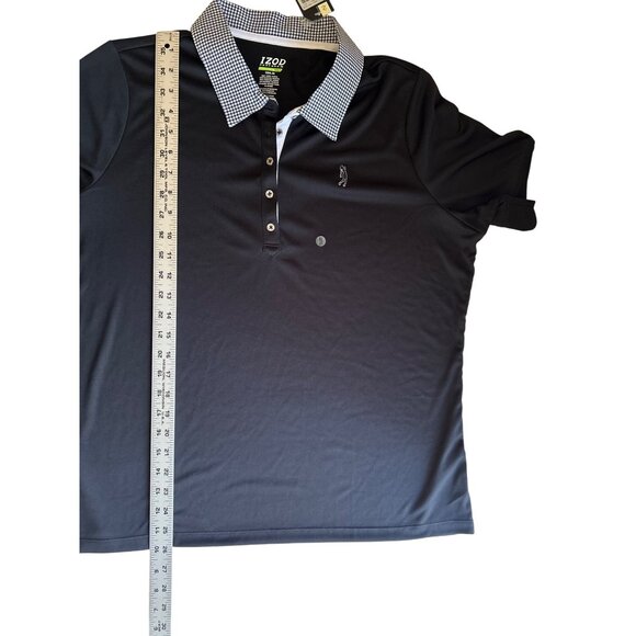 Izod Ladies Black Cool-FX Performance Golf Polo With Gingham Collar XL - Picture 7 of 7